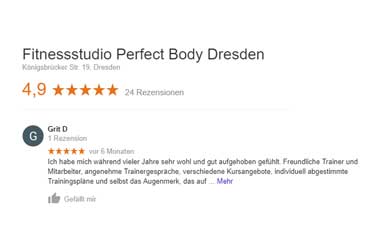 Fitnessstudio Dresden Perfect Body - Google Bewertung - Grit
